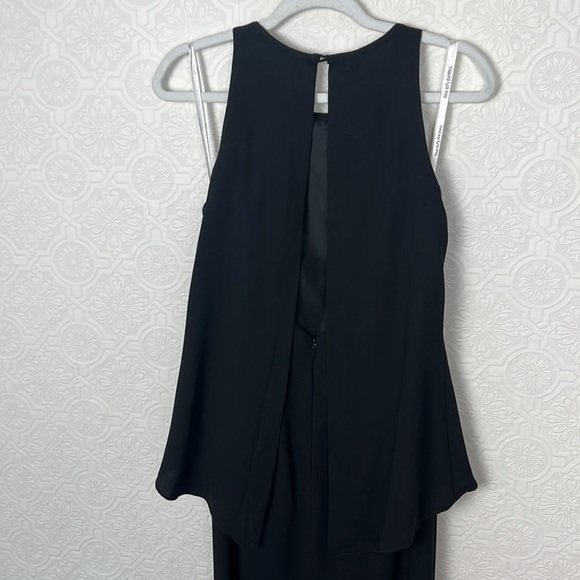 David’s Bridal Maxi Dress long open back matte crepe Black High Neck F15978 - Picture 10 of 11